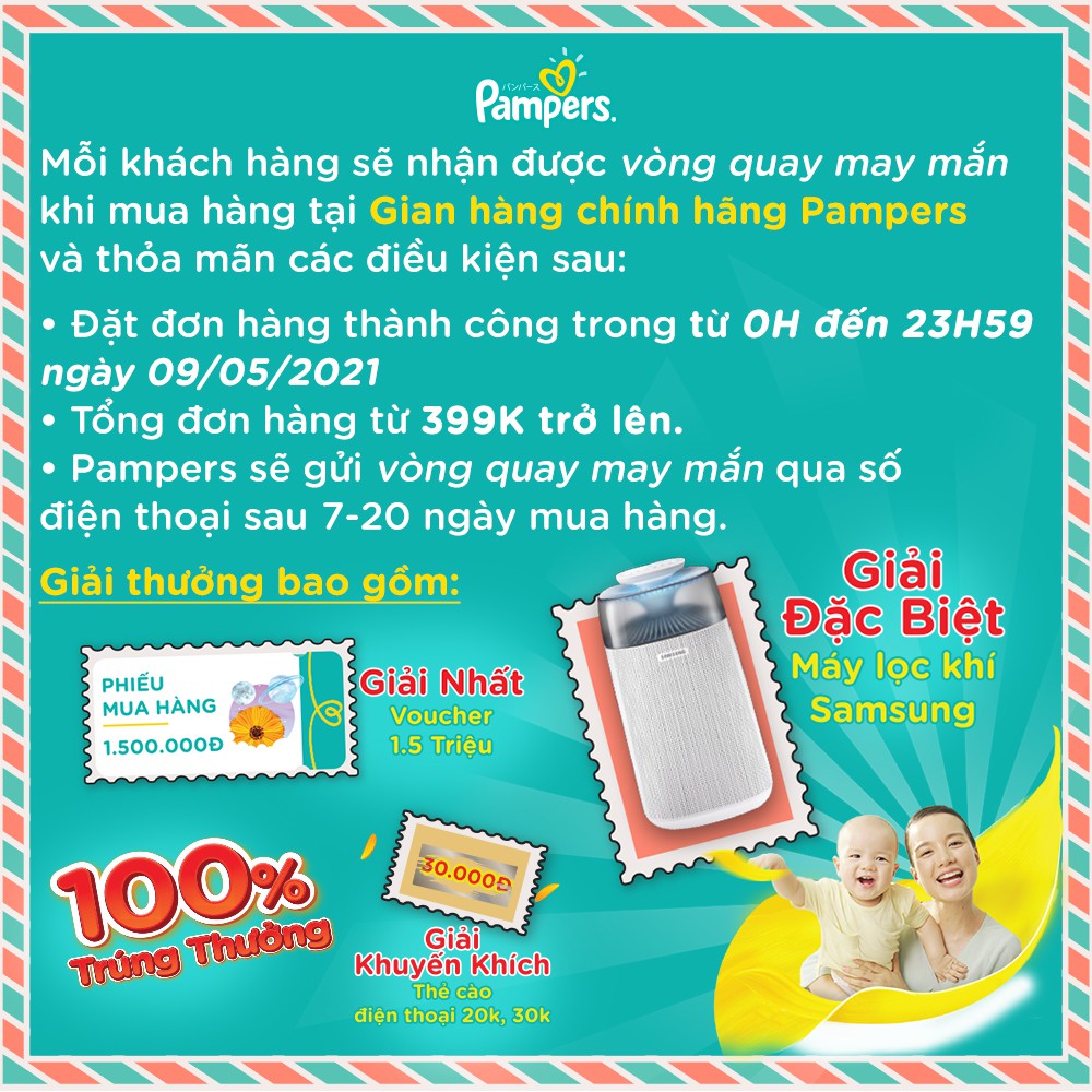 Tã Quần Pampers Điều Hoà Gói Lớn L60/XL52/XXL44