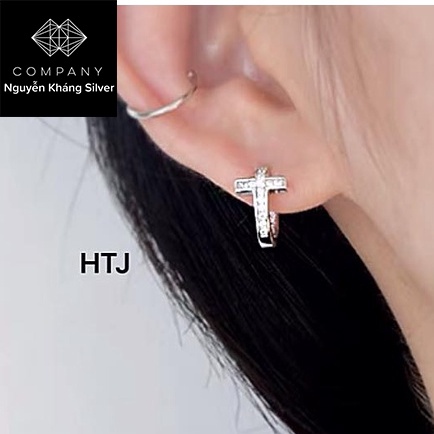 1 CHIẾC NỤ TAI BẠC HÌNH THÁNH GIÁ CHO CẢ NAM VÀ NỮ HOA TAI CÁ TÍNH PHONH CÁCH THỜI TRANG HÀNG CAO CẤP