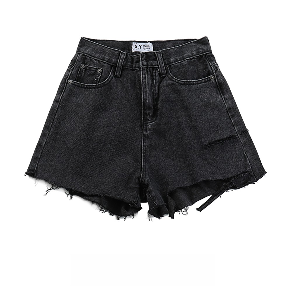 NUZIRO  Quần short denim  lưng cao phong cách Hàn Quốc cho nữ