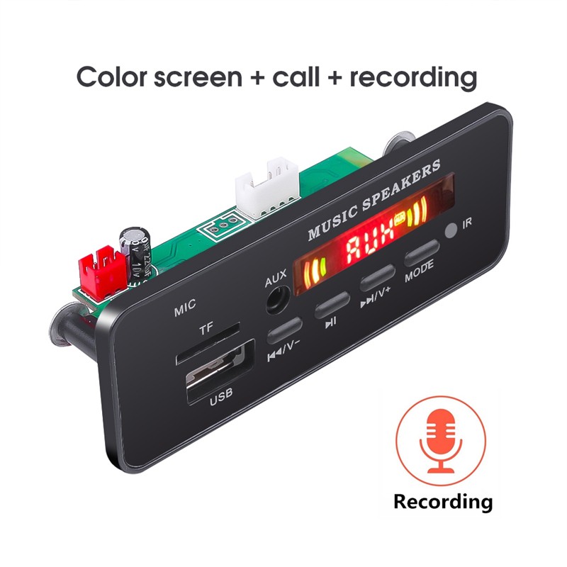 Bluetooth Wma Mp3 Player DC 7v 12v Decodificação Sem Fio Para Carro FM AUX TF Microfone