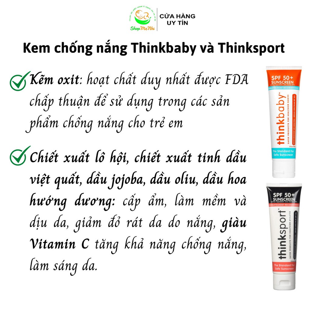 Kem chống nắng vật lý Thinkbaby Suncreen Spf 50.