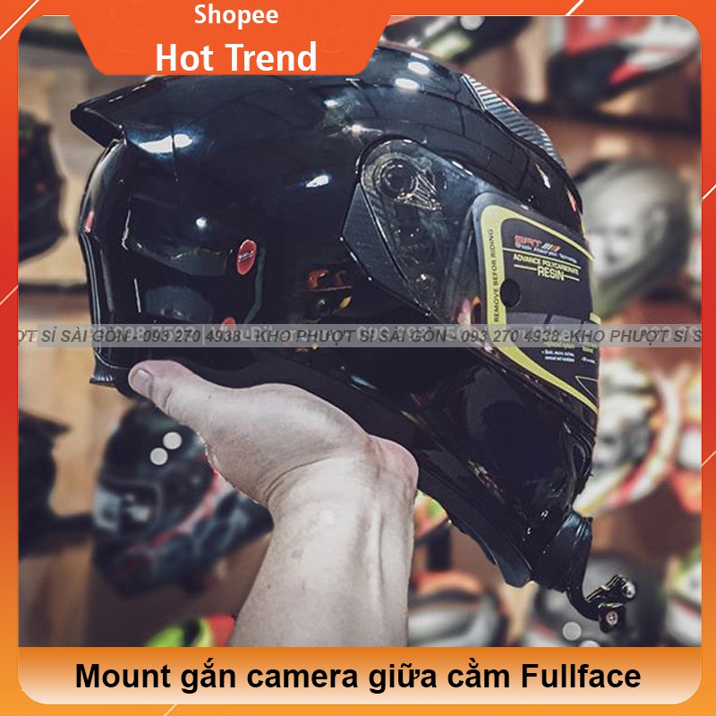 Mount gằn cằm cho camera Eken H9r, Gopro, Sj cho mũ nón bảo hiểm Fullface YOHE 978 - Pat gắn giữa cằm cho Fullface