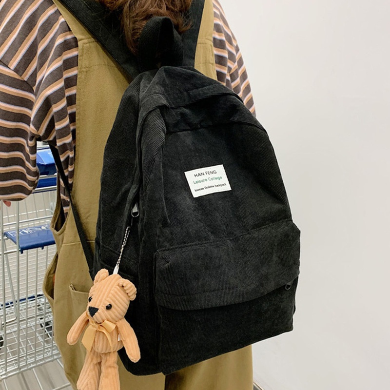 Ba Lô Đi Học / Du Lịch Chất Liệu Nhung Kẻ Thời Trang Cho Nữ