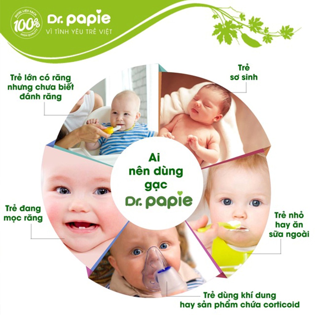 Gạc rơ lưỡi cho bé Dr PAPIE lẻ 1c, tưa lưỡi vệ sinh răng miệng cho bé sơ sinh - Monnie Kids