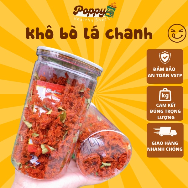 Khô bò lá chah sợi ngắn siêu ngon đậm vị, đảm bảo an toàn vệ sinh thực phẩm, đồ ăn vặt Poppy | BigBuy360 - bigbuy360.vn