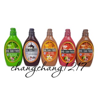 Sốt Topping Dou Xian Hàng Huy (Socola, Dâu, Matcha, Đường Đen) Chai 700ml