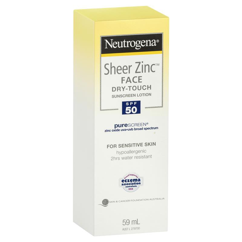 Kem Chống Nắng Neutrogena Sheer Zinc Face Dry-Touch Sunscreen Broad Spectrum SPF 50 (59mL)