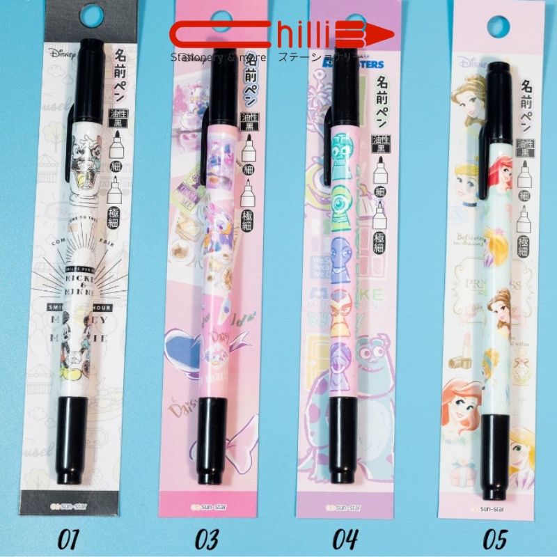 Bút 2 Đầu Sun-Star Name Pen CP DC Họa Tiết Hoạt Hình Cực Xinh 2 Đầu Viết Trên Mọi Bề Mặt Không Trôi