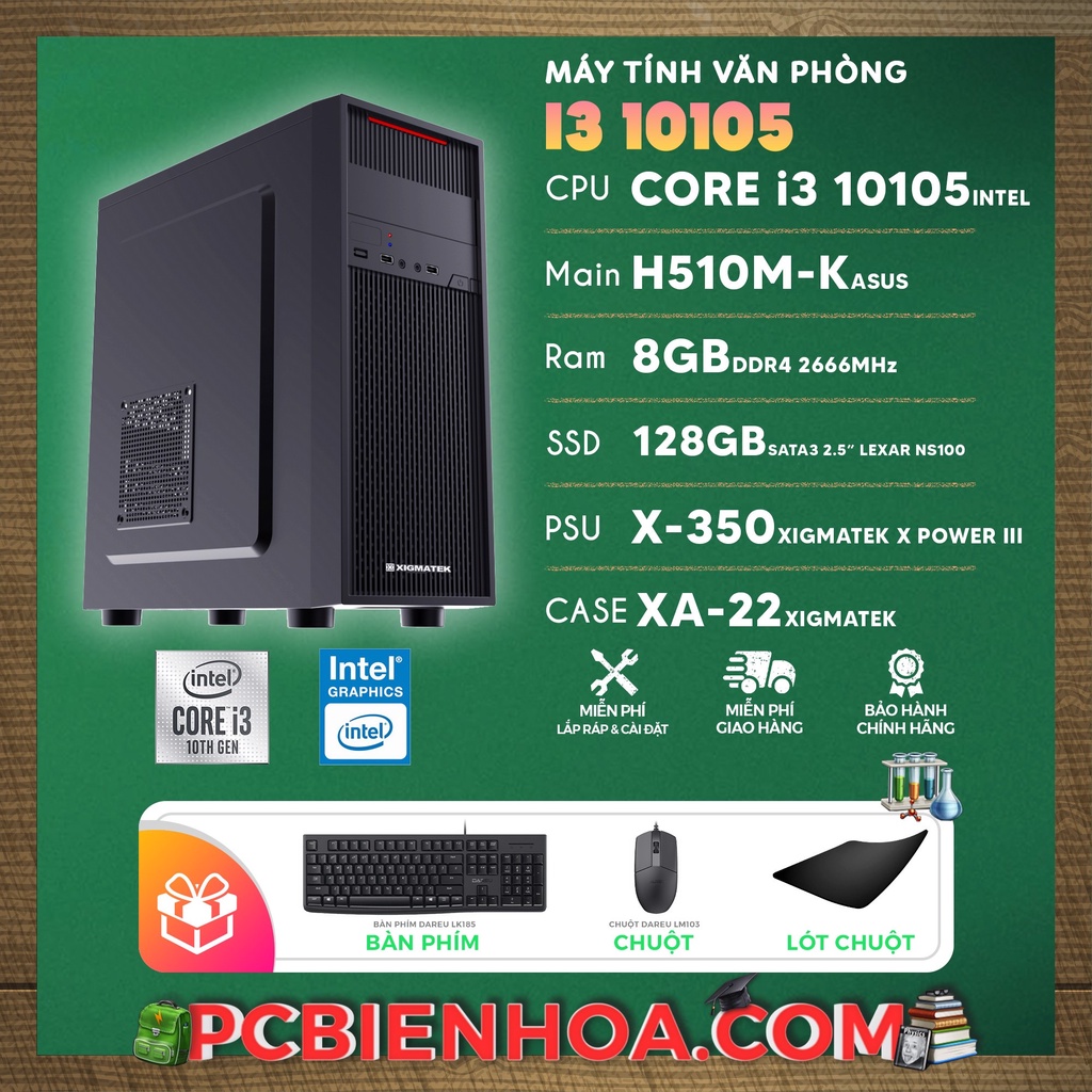 MÁY TÍNH VĂN PHÒNG I3 10105 ( CORE I3 10105 / H510M / 8GB / 128GB )