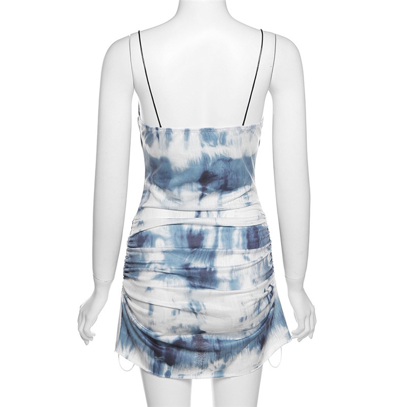 Đầm Hai Dây Nhuộm Màu Tie-dye Eo Cao Cho Nữ