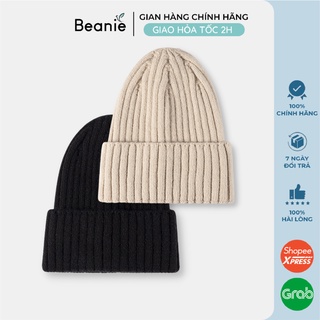 Mũ Len Trơn Dài BEANIE Thời Trang Hàn Quốc, Nón Len Unisex Nam Nữ Chùm Qua Tai Mùa Đông Nhiều Màu Đen, Be, Trắng B008