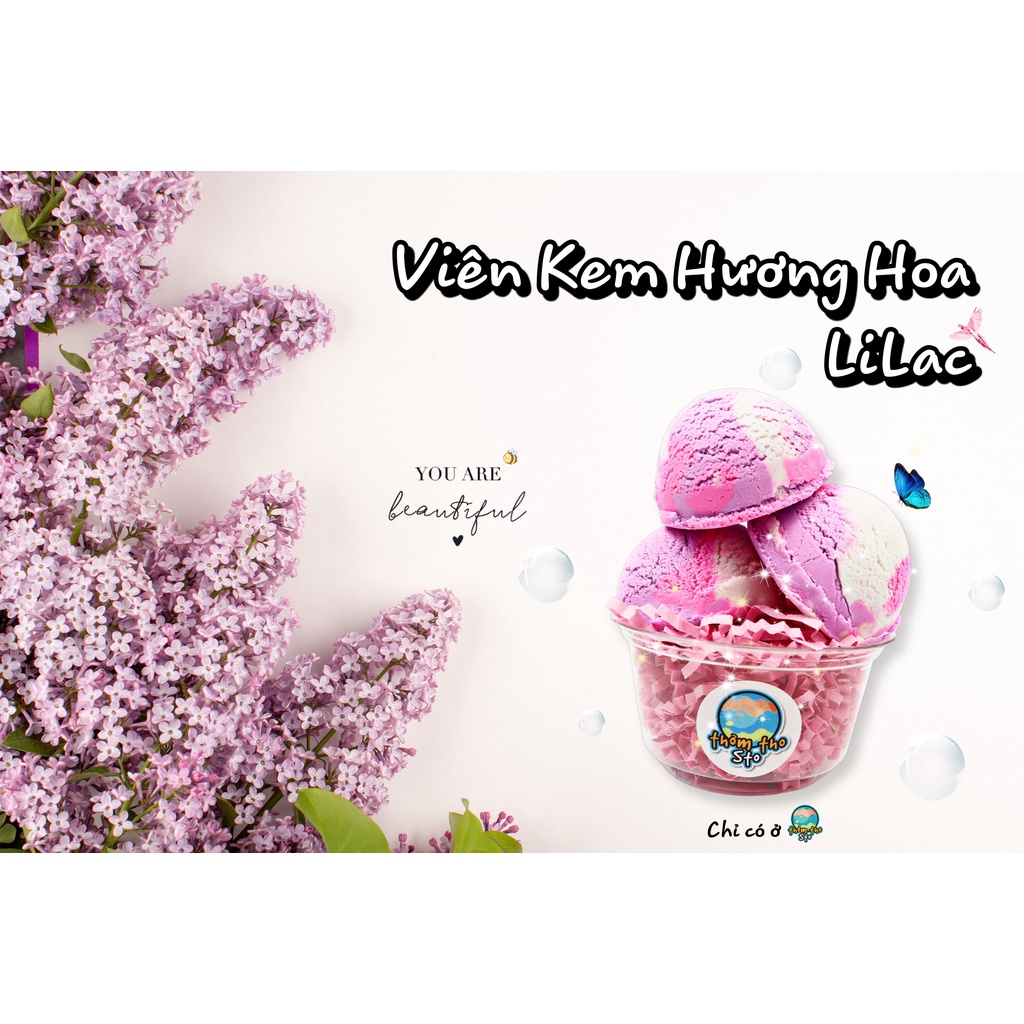 Viên kem tạo bọt bồn tắm bồng bềnh hương HOA LILAC nhiều bọt mềm da, bubble scoop, 80, 160, 240 gram