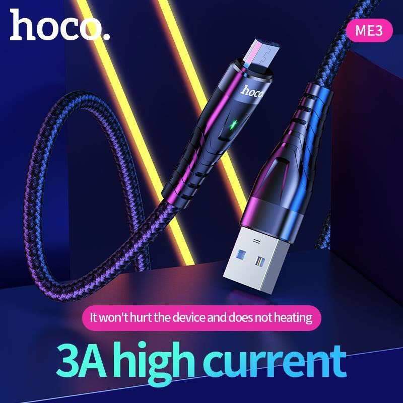 V8-- Dây Sạc Nhanh Hoco ME3 chuôi Micro- Cáp Sạc Nhanh 3A dây dù chống rối