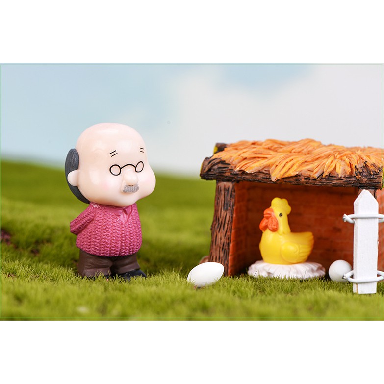 Mô hình hai ông bà mặc áo len thích hợp trang trí tiểu cảnh, móc khóa, DIY