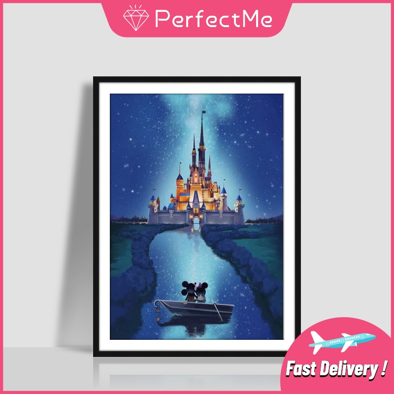 Bộ tranh đính đá 5D DIY hình lâu đài để trang trí nhà