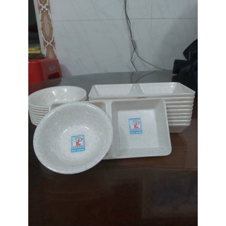 Bộ 10 chén đựng nước chấm, gia vị nhựa Melamine vân đá trắng