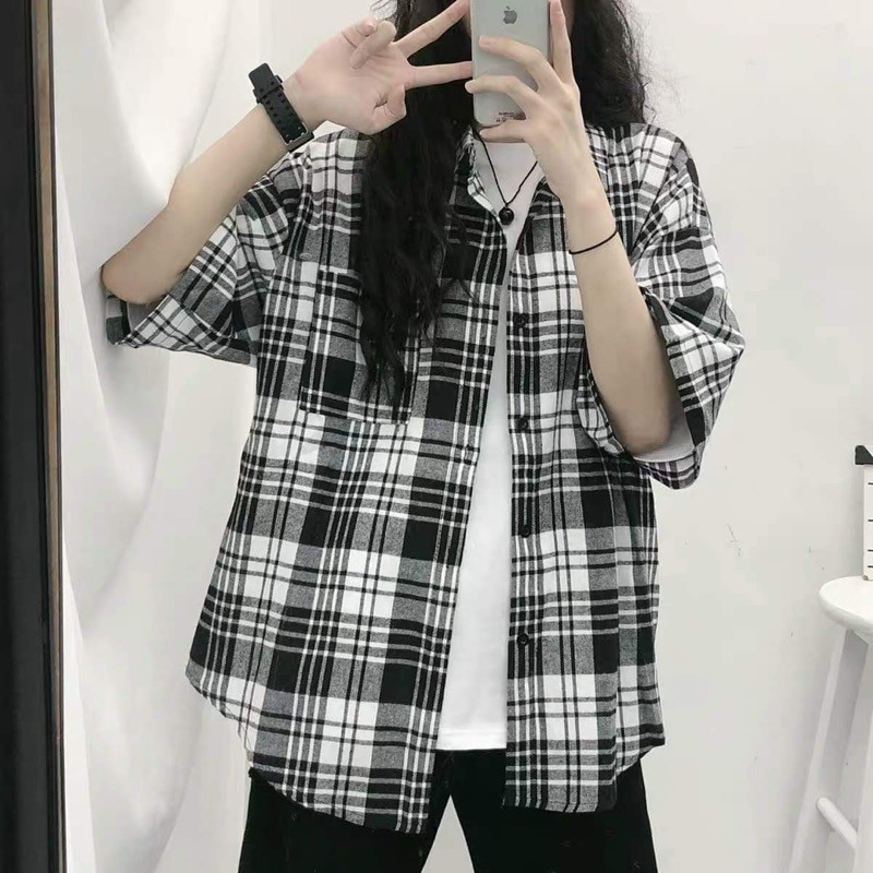 Áo sơ mi kẻ cộc tay KA53