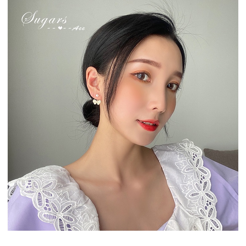 Khuyên tai, bông tai nữ Hàn quốc mạ bạc 925 hình nơ phong cách sang trọng HT11