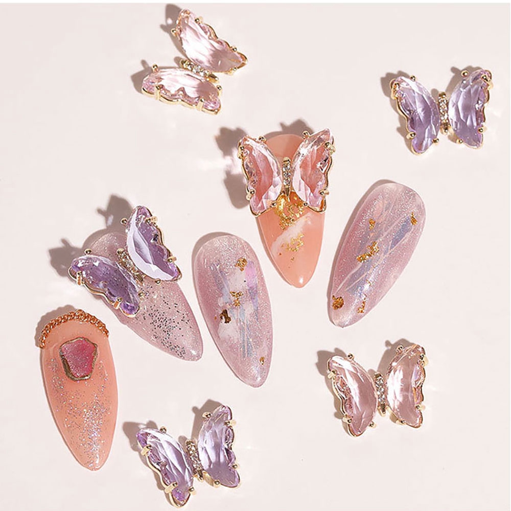 Bộ Phụ Kiện Trang Trí Móng Tay Nghệ Thuật Hình Bươm Bướm