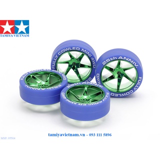 [TAMIYA] 95504 Phụ Kiện mô hình xe đua lắp ráp Mini4WD FULLY COWLED MINI 4WD 25th ANNIV.BLUE TIRES & GREEN PLATED WHEELS