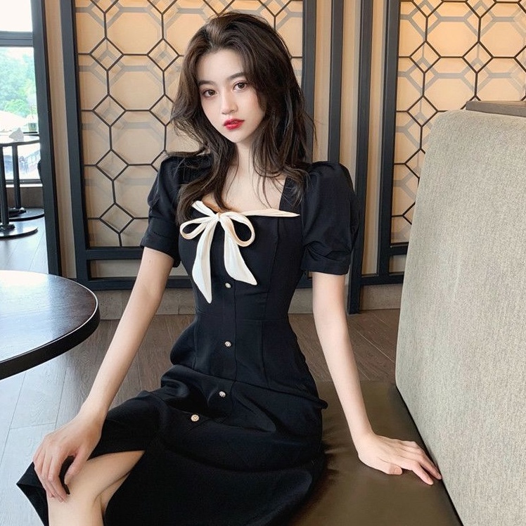 Đầm dáng dài Perty phối nơ thời trang mùa hè Hàn Quốc dành cho nữ