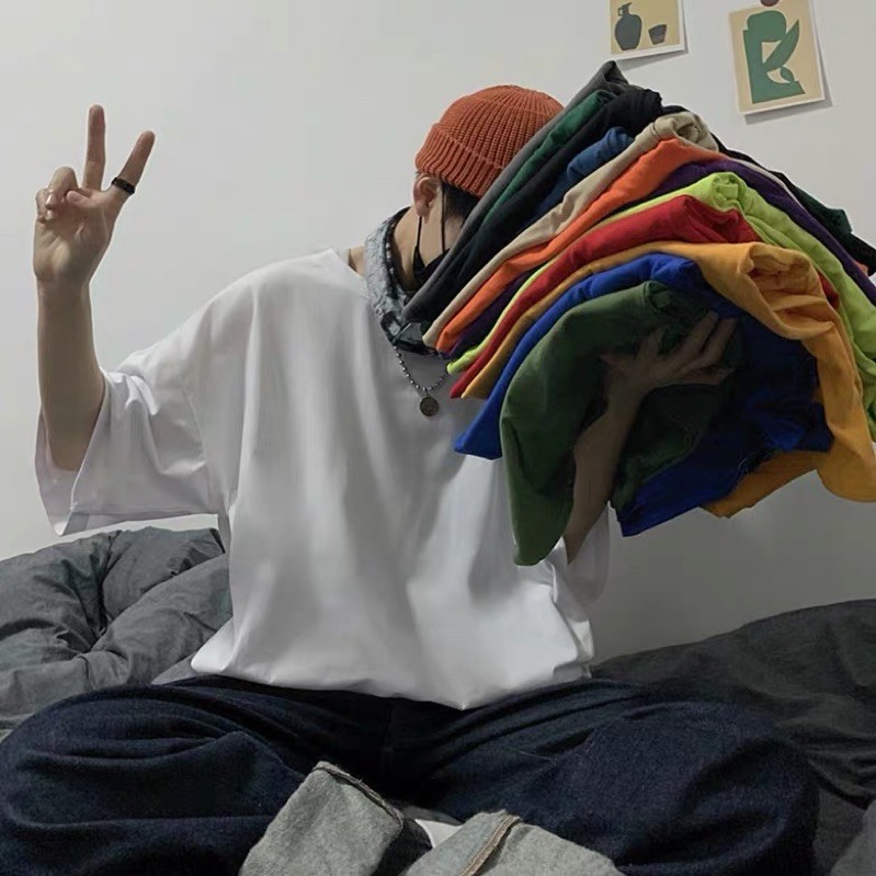  Áo thun trơn tay lỡ nam nữ - Áo phông trơn, oversize ,form rộng- đơn giản dễ phối đồ