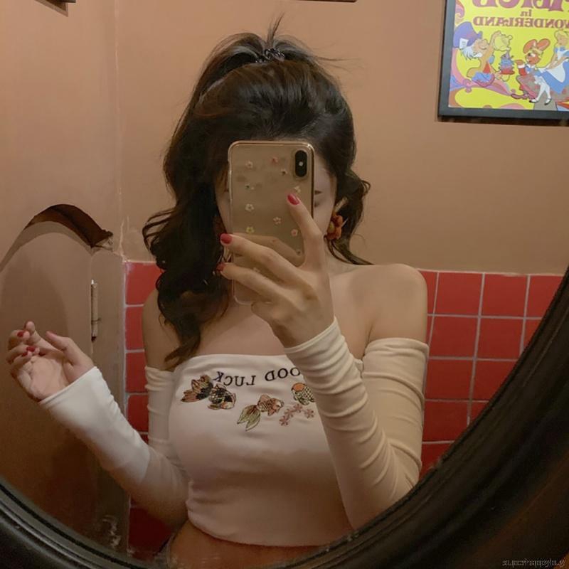 Áo thun trễ vai tay dài thiết kế quyến rũ cho nữ