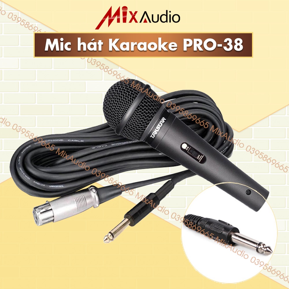 [CHÍNH HÃNG] Mic Hát Karaoke có dây Takstar PRO-38, mic hát chuyên nghiệp, âm thanh trong trẻo BẢO HÀNH 6 THÁNG