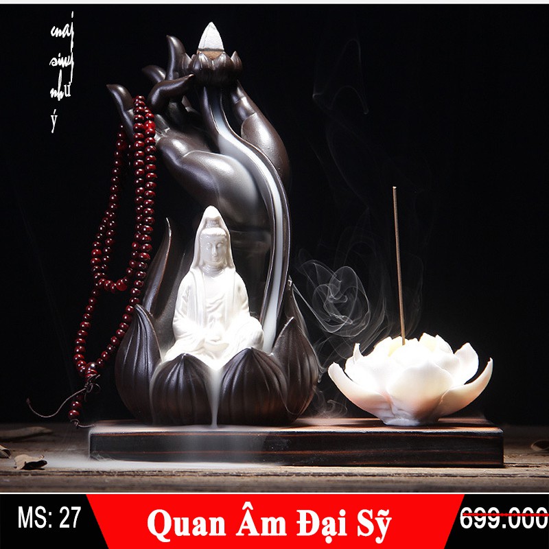 Thác Quan ÂM Đại Sỹ Tọa Thiền - tặng 10 nụ trầm hương- Thác khói trầm hương