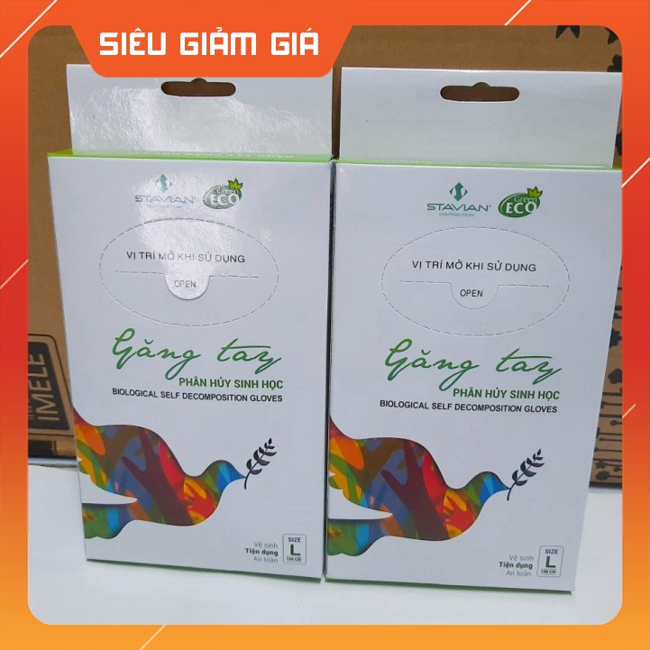 Găng tay Ni Lông nhà bếp Cao Cấp Green Eco 100 chiếc tự hủy sinh học chứng nhận Bộ Tài Nguyên và Môi Trường