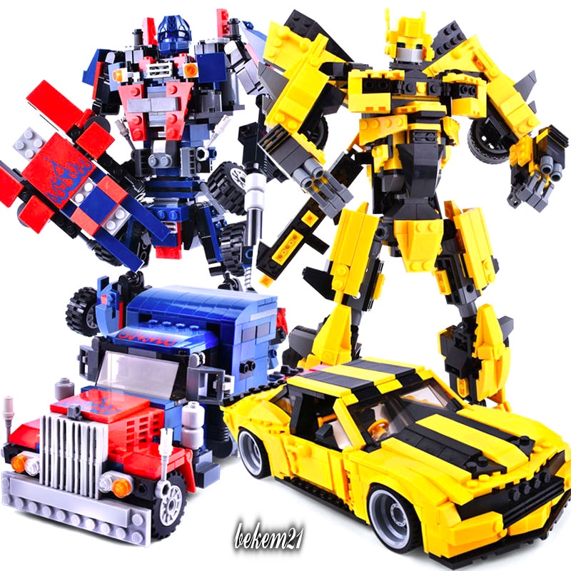 Đồ Chơi Lego Robot biến hình Transformers Optimus Prime và Bumblebee Ô Tô Xe Đua Transformers size lớn Cho Trẻ Trên 6 Tu