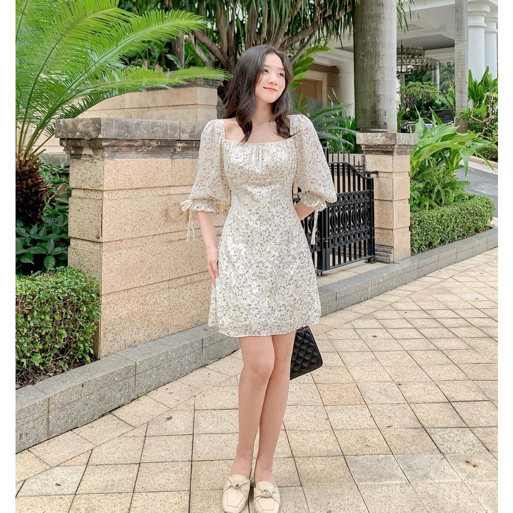 Đầm CAREN - Đầm hoa tay lửng phồng nhẹ | BigBuy360 - bigbuy360.vn