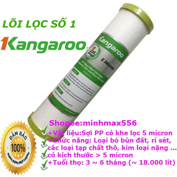 03 bộ lõi lọc kangaroo chính hãng số 123 | gồm 03 lõi 1 - 03 lõi 2 - 03 lõi 3