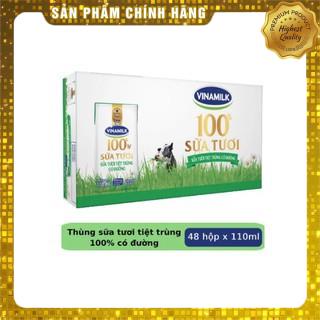 1Thùng Sữa Tươi Vinamilk 100% 48 hộp x 110ml hàng tặng 6 hộp 1 thùng