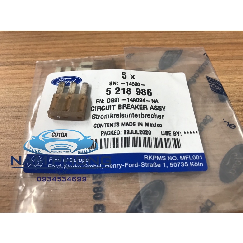 Cầu chì Ranger Everest 5 AMP 3 chân - DG9T14A094NA / DG9Z14526N