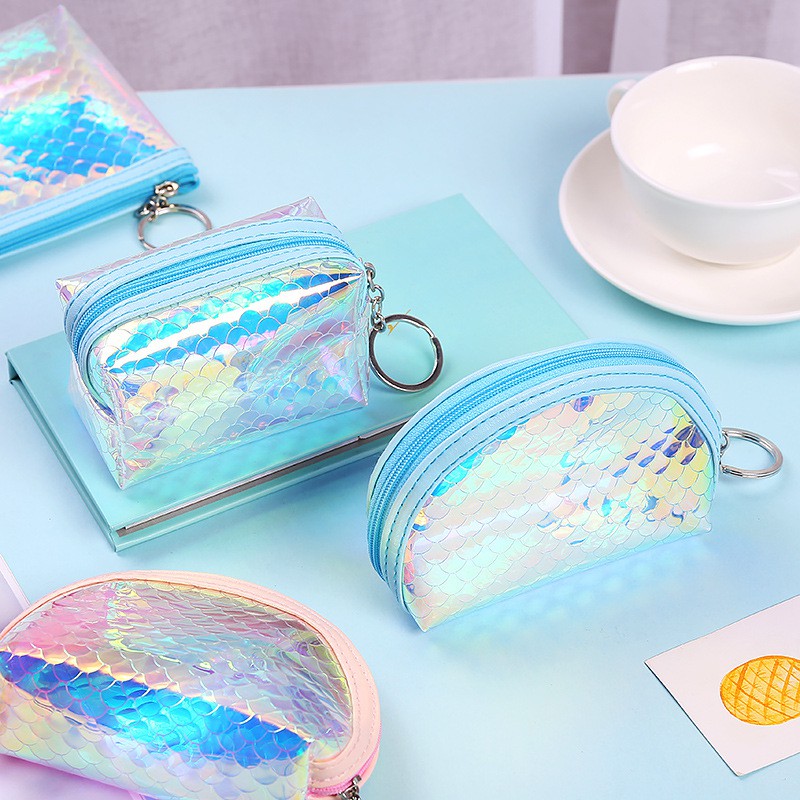 👛VÍ/BÓP NỮ CẦM TAY VẢY CÁ HOLOGRAM MINI👝