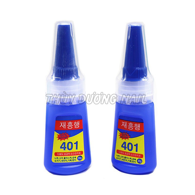 Keo 401 chính hãng loại tốt 2 nắp, dán móng siêu chắc 20g