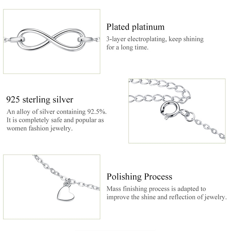 Lắc chân BAMOER SCT019 bằng bạc 925 mạ platinum có độ bóng cao thời trang