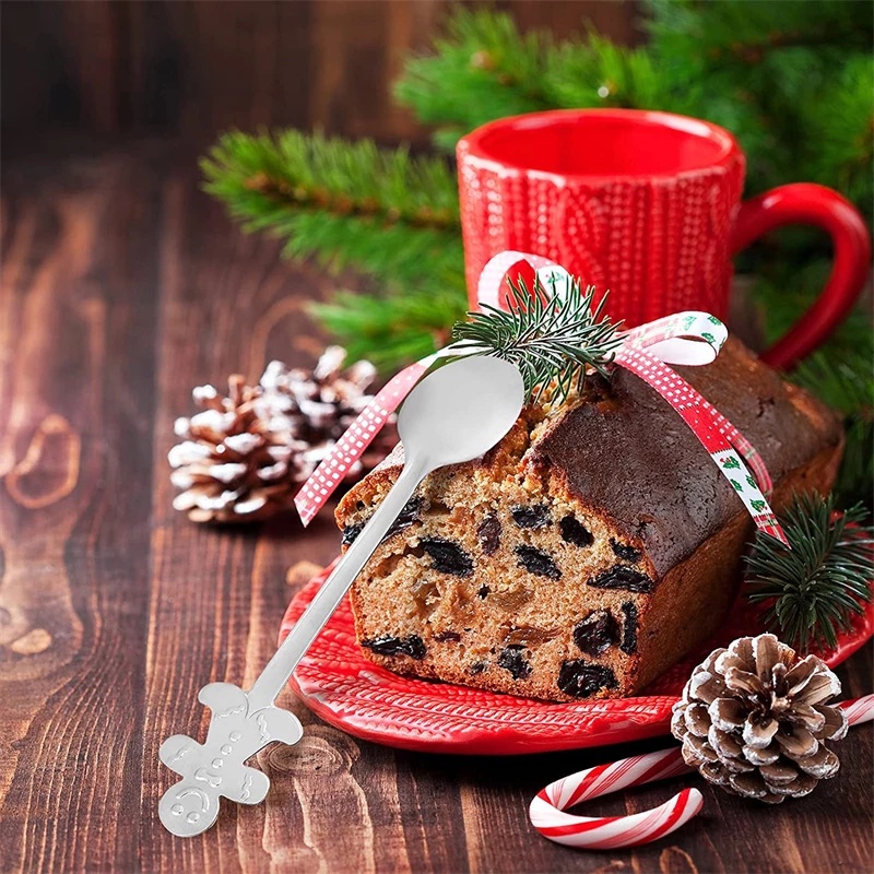 Bộ 4 Muỗng Cà Phê Bằng Thép Không Gỉ Hình Người Tuyết / Ngôi Sao Dễ Thương