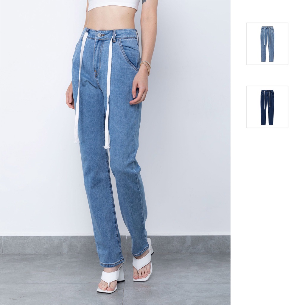 Quần Jean Nữ White String Blue , Chất Jean Dày Dặn , WQJ000058,SOMEHOW