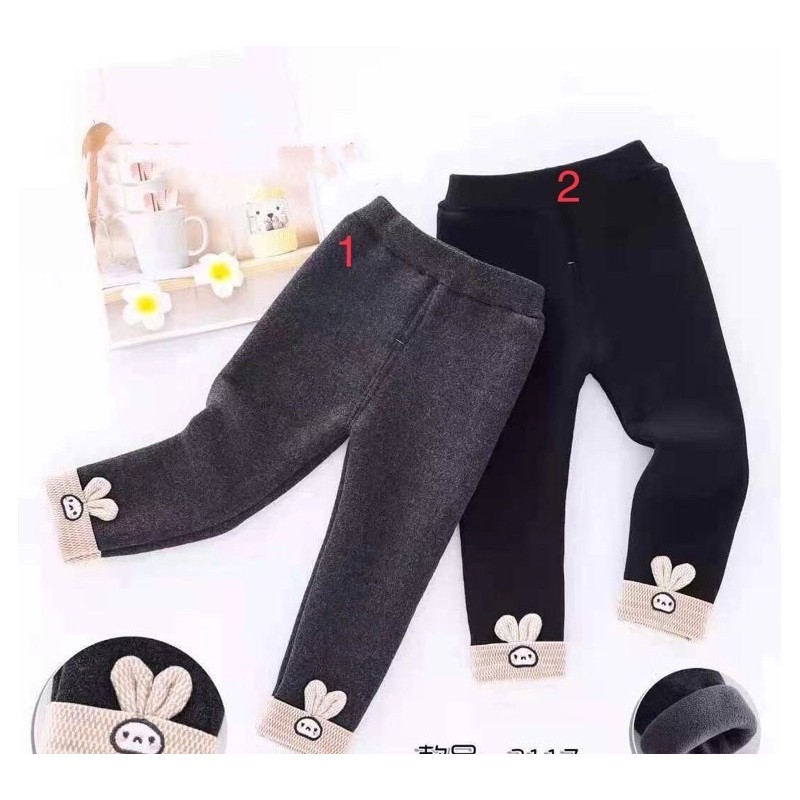 Quần legging nỉ lót lông hàng QC cho bé gái 1-4 tuôi