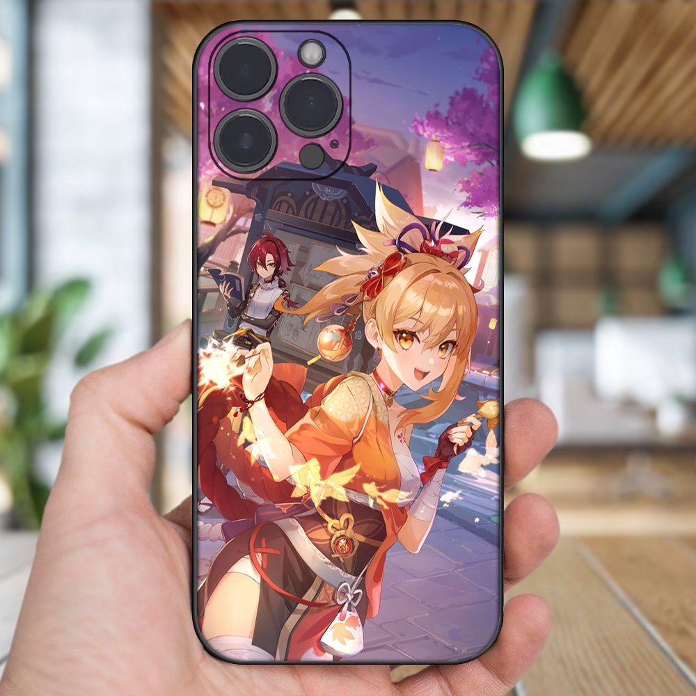 Ốp lưng iPhone 13 Pro Max dẻo đen cạnh vuông in hình Yoimiya Genshin Impact