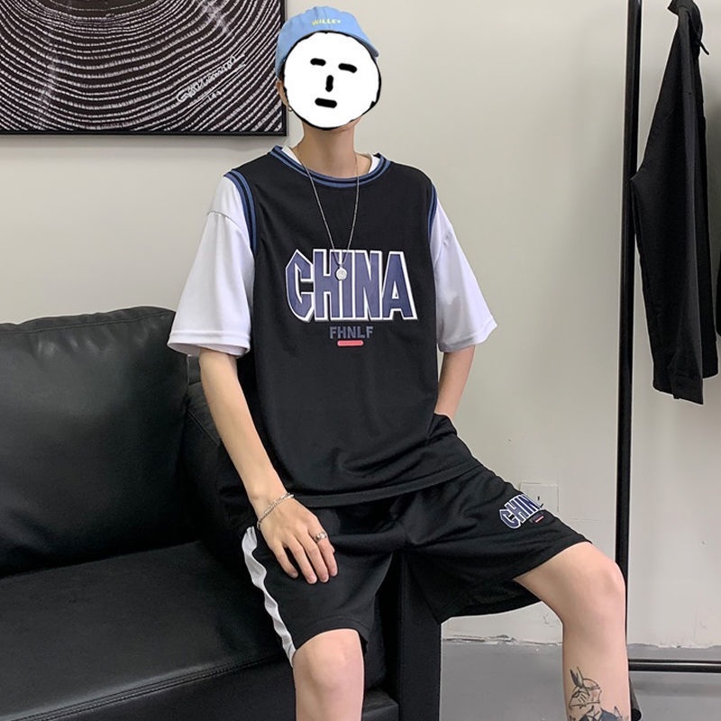 Áo Thun Tay Ngắn Giả Lụa Mát Thời Trang Mùa Hè 2022 Dành Cho Nam