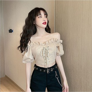 [Mã Fashion10 Giảm 10K đơn 50K] Áo Cro-top nữ đan dây cá tính