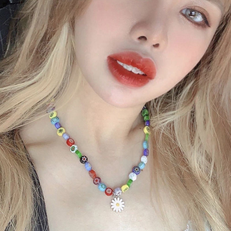 Vòng Cổ Mặt Hình Hoa Cúc Phong Cách Hip Hop Hàn Quốc