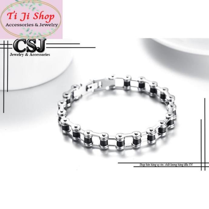 LẮC TAY INOX NAM KIỂU DÂY XÍCH XE CỰC ĐỘC ĐẸP KHÔNG ĐEN