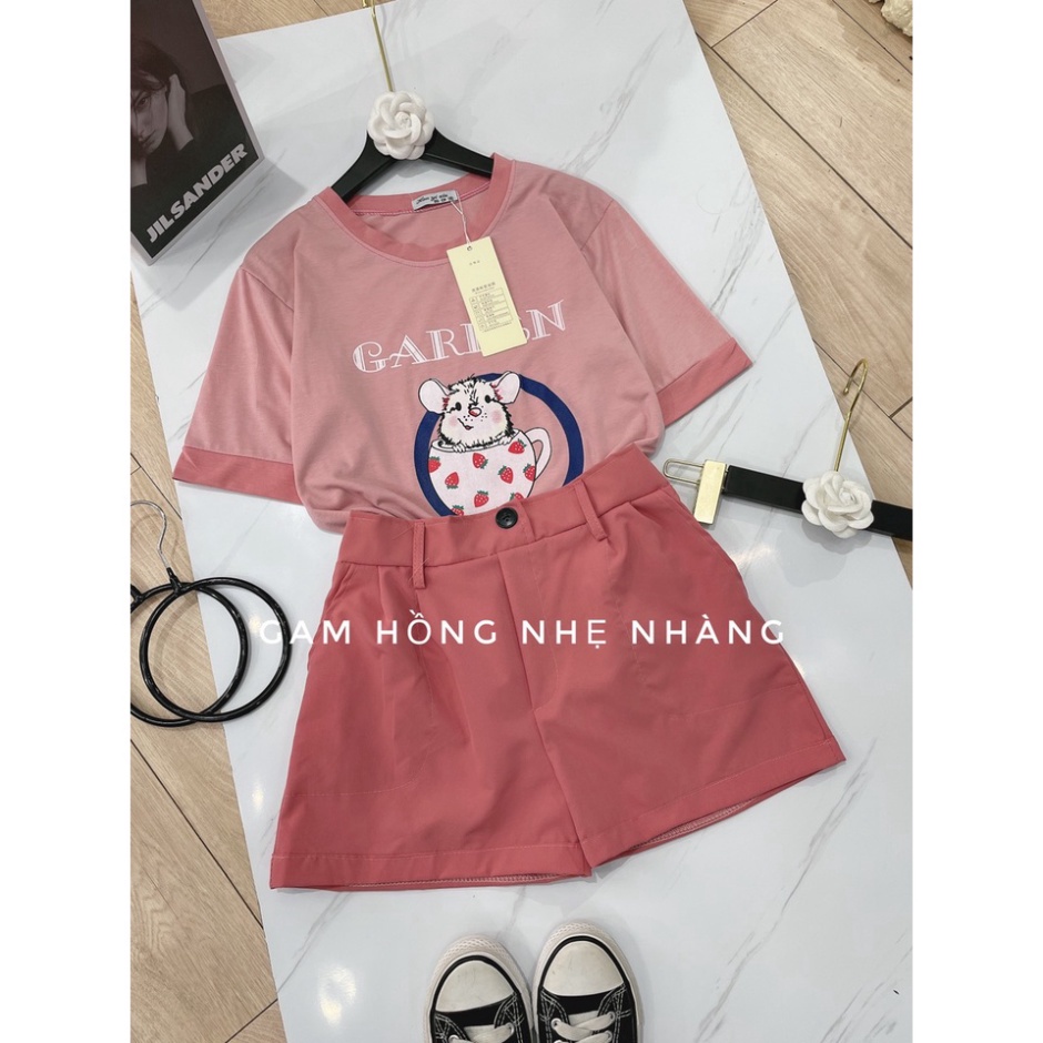 Bộ hoạt hình chuột hồng quần short ngắn đùi LT315 0322