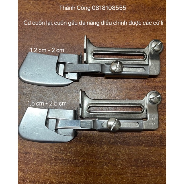 Cữ cuốn lai, cữ cuốn gấu đa năng điều chỉnh được các cữ li. cữ chạy nẹp áo sơ mi. TẶNG KÈM ỐC BẮT CỮ