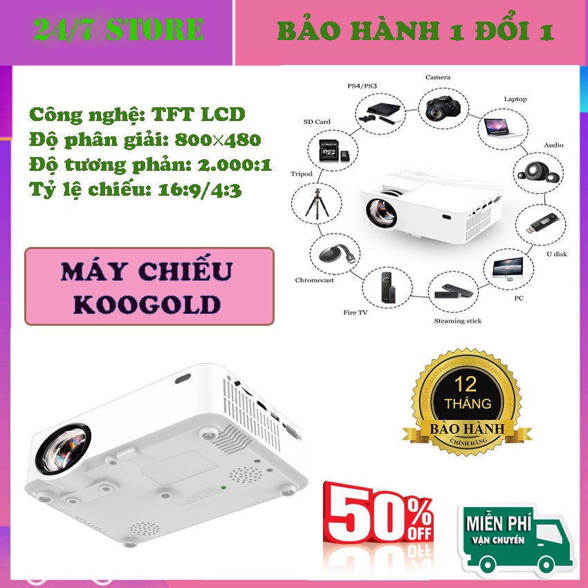 Máy Chiếu Cầm Tay Cho Điện Thoại Thông Minh Koogold – Chất Lượng Hình Ảnh Sắc Nét, Thời Gian Sử Dụng Liên Tục Dài