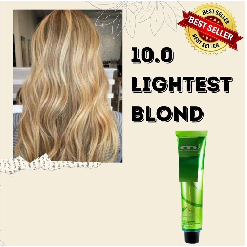 Thuốc Kem Nhuộm Tóc Màu 10/0 Vàng Sáng Nhất Lightest Blonde Hair Dye Cream 100ml Kèm Trợ Oxy